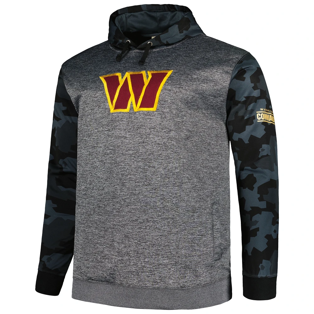 Men's Fanatics Heather Charcoal Washington Commanders Big & Tall Camo Pullover Hoodie