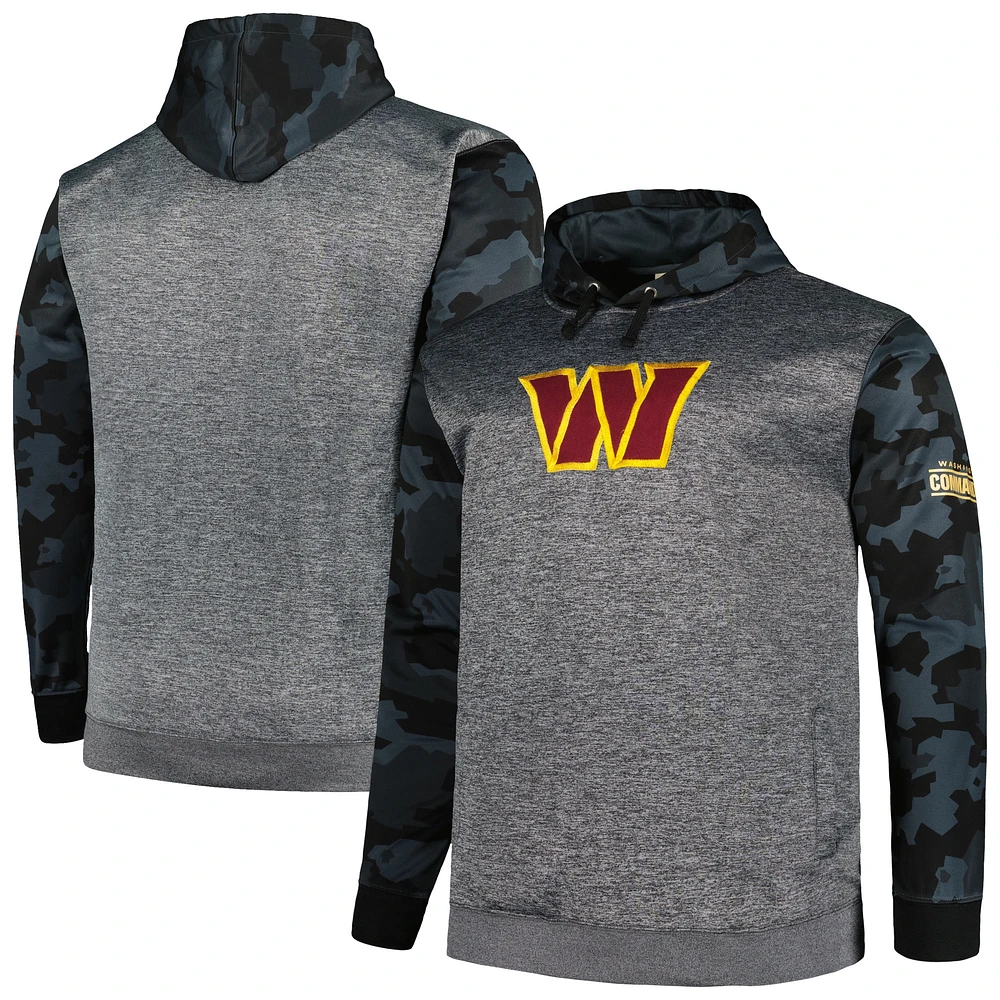 Fanatics Heather Charcoal Washington Commanders Big & Tall Camo Pull à capuche pour hommes