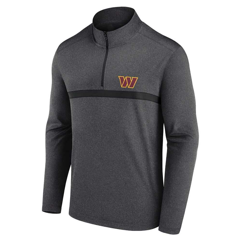 Pull à fermeture éclair quart de tour Fanatics Heather Charcoal Washington Commanders pour homme