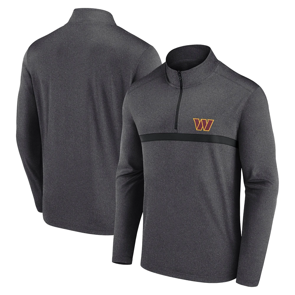 Pull à fermeture éclair quart de tour Fanatics Heather Charcoal Washington Commanders pour homme
