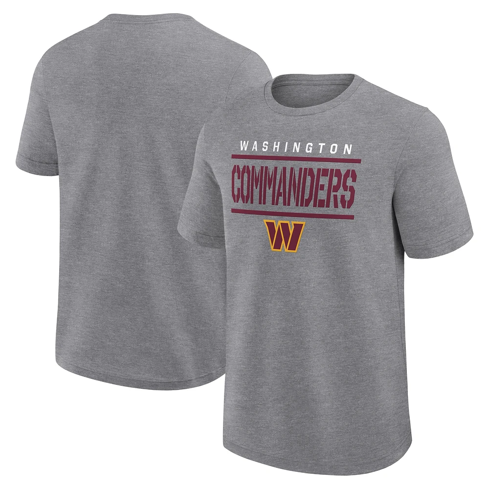 T-shirt Fanatics gris chiné pour homme, coupe grande et taille, Washington Commanders, qualité supérieure