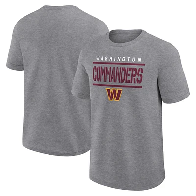 T-shirt Fanatics gris chiné pour homme, coupe grande et taille, Washington Commanders, qualité supérieure