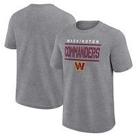 T-shirt Fanatics gris chiné pour homme, coupe grande et taille, Washington Commanders, qualité supérieure