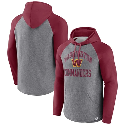 Men's Fanatics Heather Gray Washington Commanders Favorite Arch Raglan Pullover Hoodie