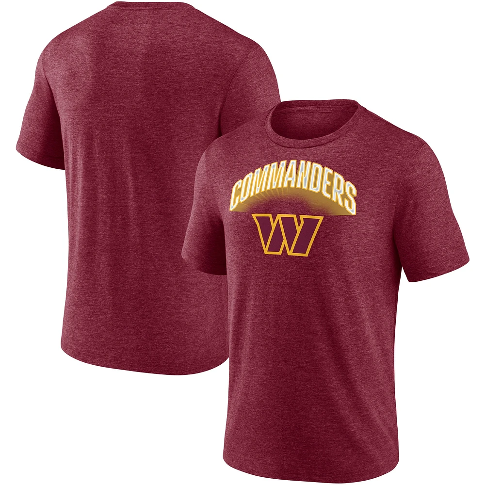 T-shirt tri-mélange Fanatics Heathered Burgundy Washington Commanders End Around pour hommes