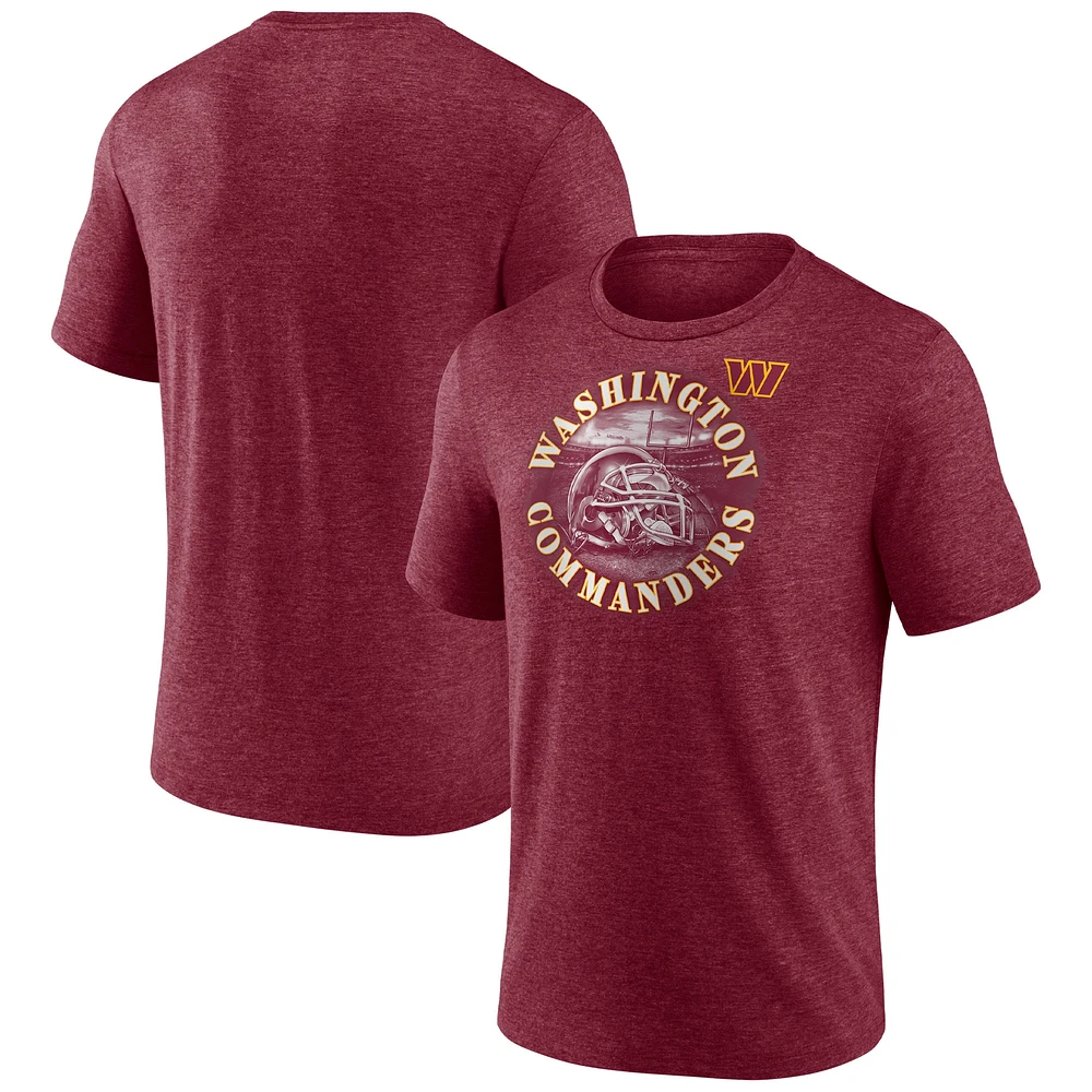 Men's Fanatics Heathered Burgundy Washington Commanders Sporting Chance Tri-Blend T-Shirt