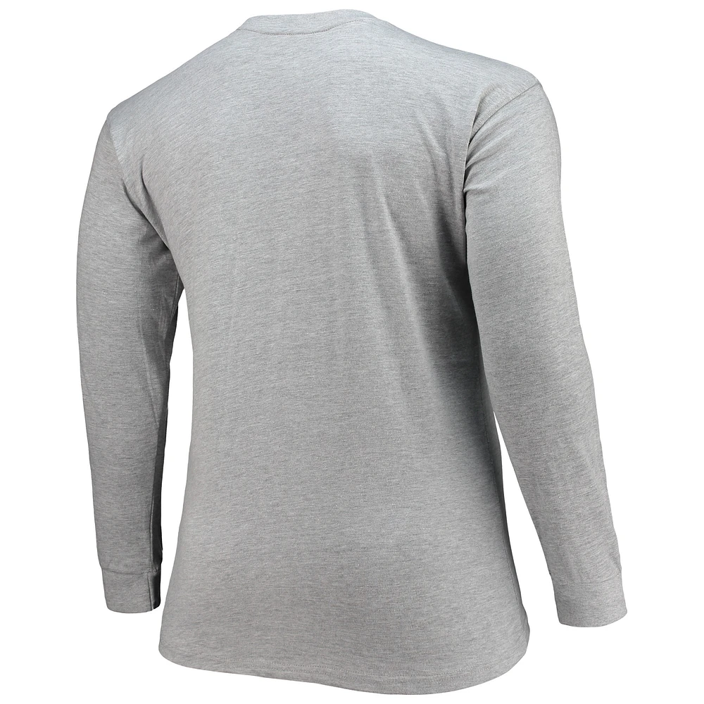 Men's Fanatics Heathered Gray Washington Commanders Big & Tall Practice Long Sleeve T-Shirt