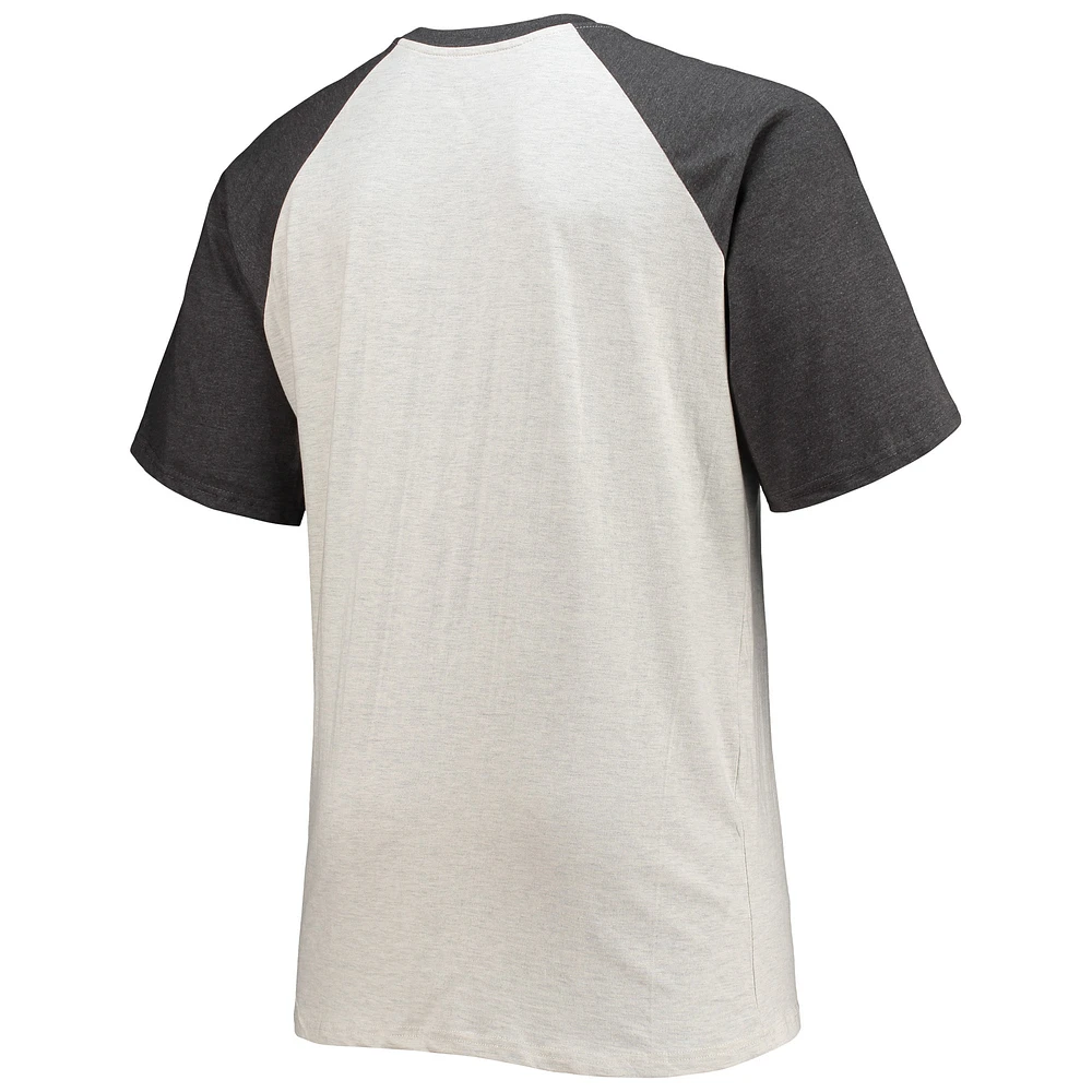 T-shirt raglan avec logo Washington Commanders Fanatics Oatmeal/Heathered Charcoal pour hommes Big & Tall