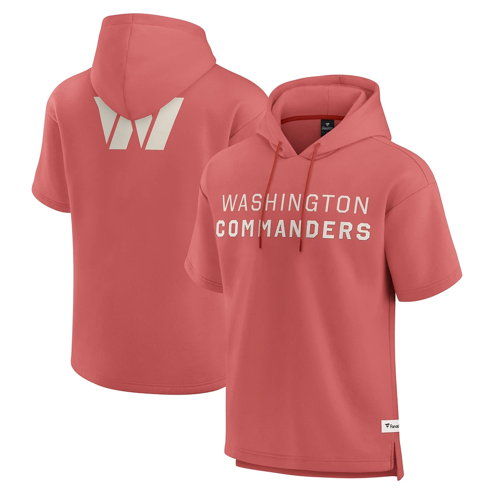 Men's Fanatics Red Washington Commanders Elements Future Ground Lettering Short Sleeve Pullover Hoodie