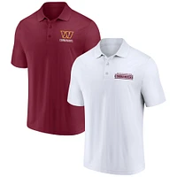 Ensemble de deux polos Washington Commanders Lockup Fanatics pour hommes blanc/bourgogne