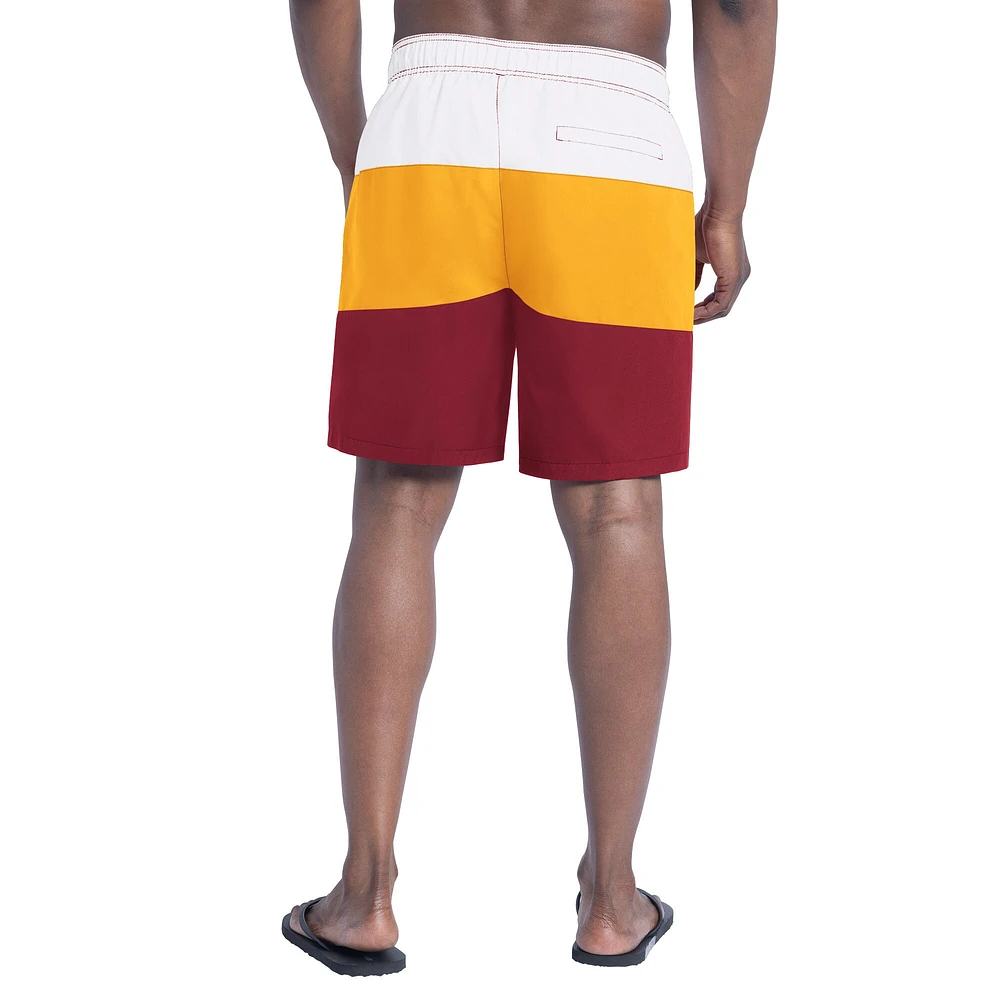Short de bain Washington Commanders Sunrise Volley pour homme G-III Sports by Carl Banks bordeaux/or