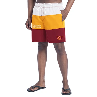 Short de bain Washington Commanders Sunrise Volley pour homme G-III Sports by Carl Banks bordeaux/or