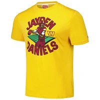 T-shirt à trois mélanges hommage Jayden Daniels Gold Washington Commanders Caricature Player pour hommes