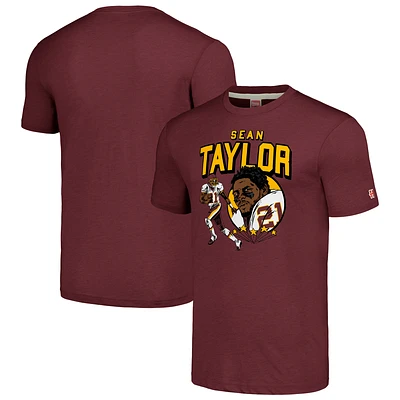 T-shirt Tri-Blend pour homme avec hommage à Sean Taylor, joueur retraité des Washington Commanders, bordeaux