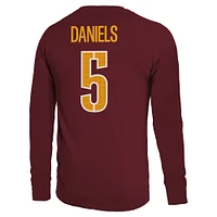 T-shirt à manches longues pour homme Majestic Threads Jayden Daniels Bordeaux Washington Commanders Nom et numéro non vieilli