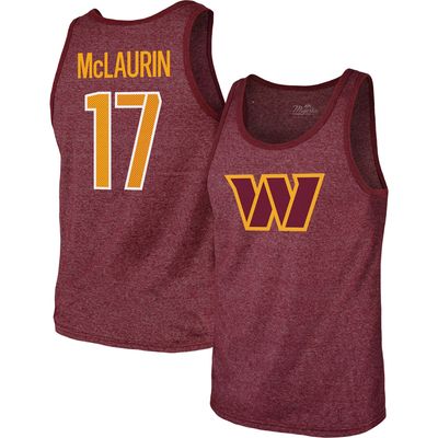 Men's Majestic Threads Terry McLaurin Heathered Burgundy Washington Commanders Player Name & Number Tank Top