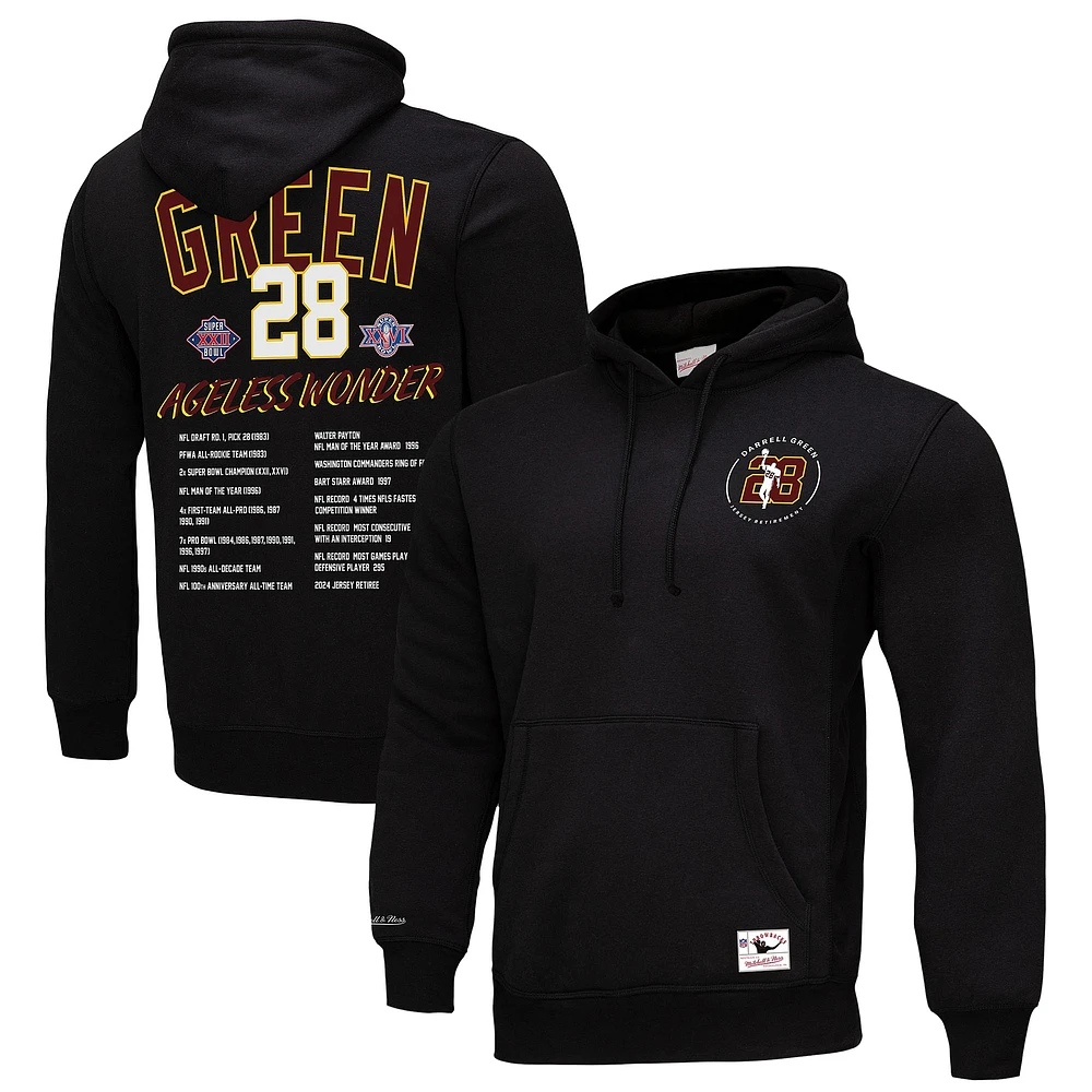 Men's Mitchell & Ness Darrell Green Black Washington Commanders Ageless Wonder Pullover Hoodie