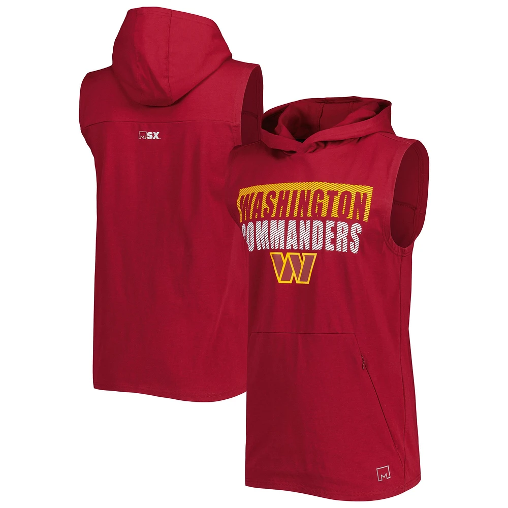 Sweat à capuche sans manches MSX by Michael Strahan Bordeaux Washington Commanders Relay pour homme