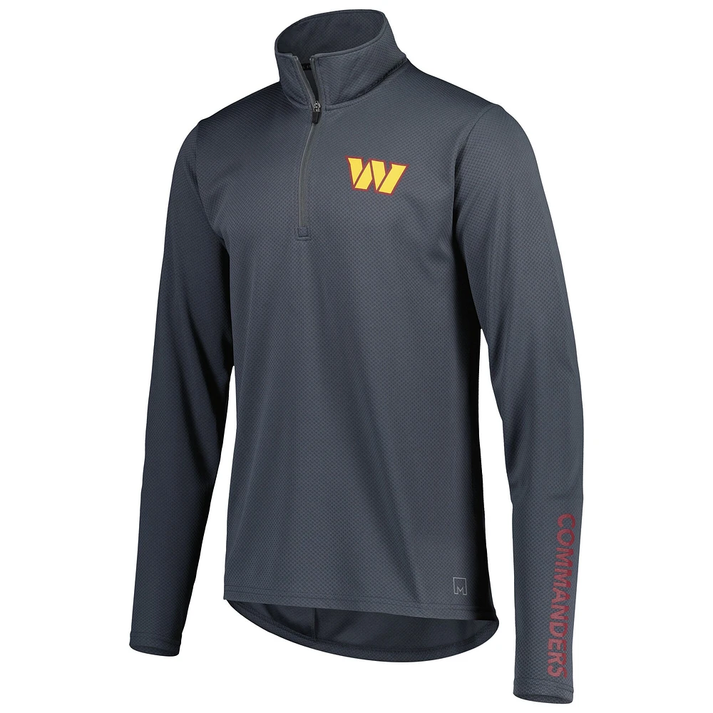 Sweat à capuche demi-zip MSX by Michael Strahan Washington Commanders gris anthracite pour homme