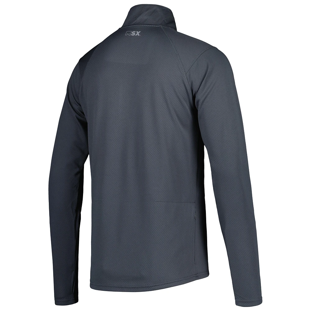 Sweat à capuche demi-zip MSX by Michael Strahan Washington Commanders gris anthracite pour homme