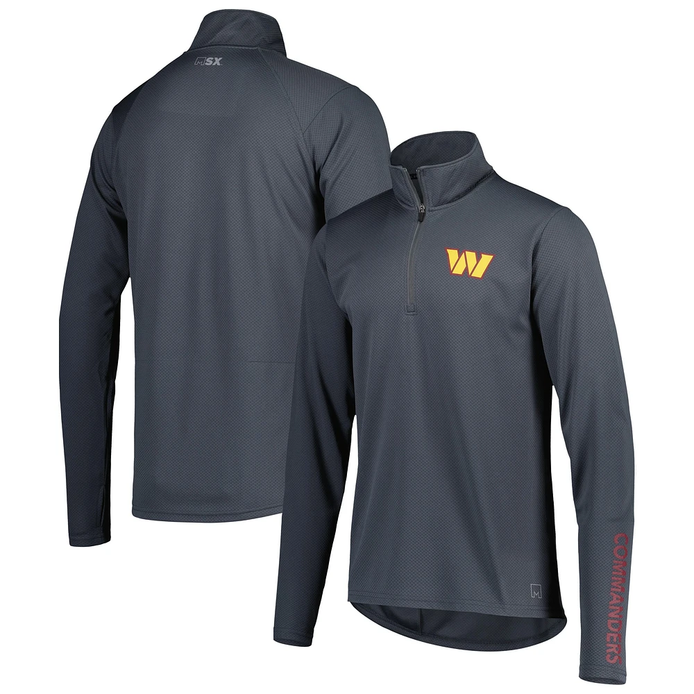 Pull à demi-zip MSX by Michael Strahan pour homme, coloris anthracite, Washington Commanders