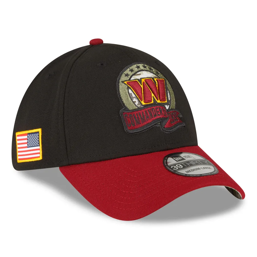 Casquette Flex New Era Washington Commanders 2022 Salute To Service 39THIRTY pour homme, noir/bourgogne