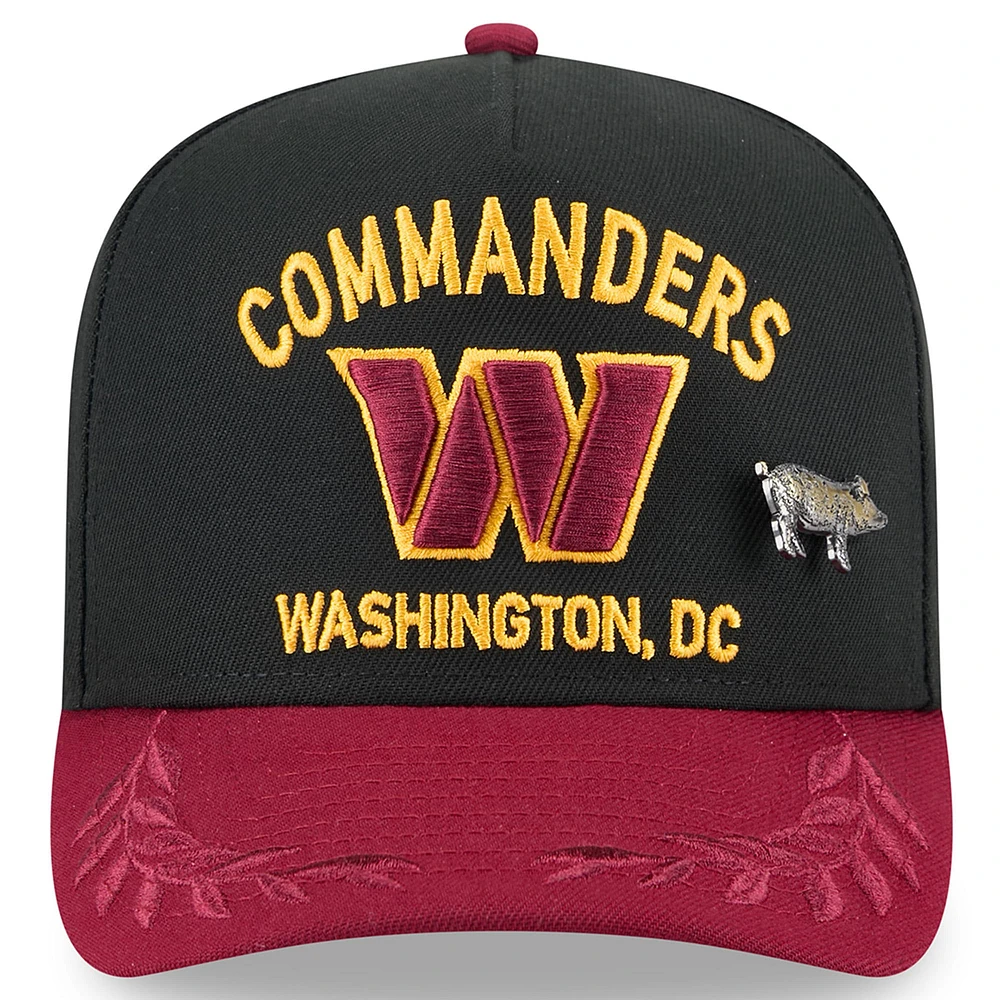 Men's New Era Black/Burgundy Washington Commanders 2025 NFL Draft On Stage A-Frame 59FIFTY Fitted Hat