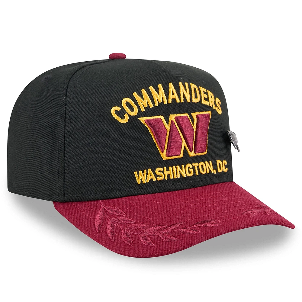 Men's New Era Black/Burgundy Washington Commanders 2025 NFL Draft On Stage A-Frame 59FIFTY Fitted Hat