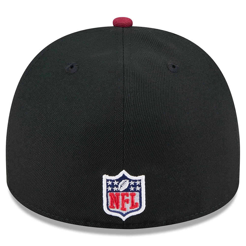 Men's New Era Black/Burgundy Washington Commanders 2025 NFL Draft On Stage A-Frame 59FIFTY Fitted Hat