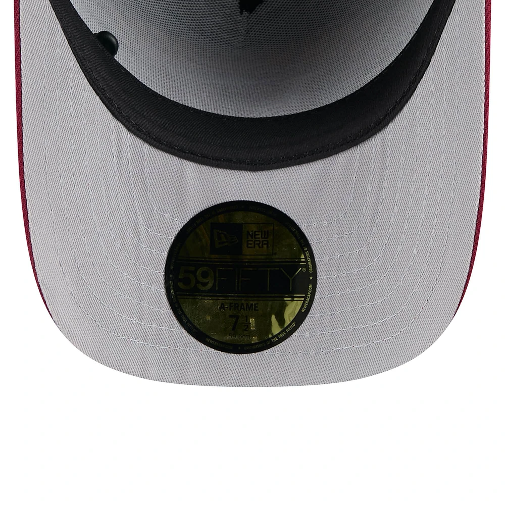 Men's New Era Black/Burgundy Washington Commanders 2025 NFL Draft On Stage A-Frame 59FIFTY Fitted Hat