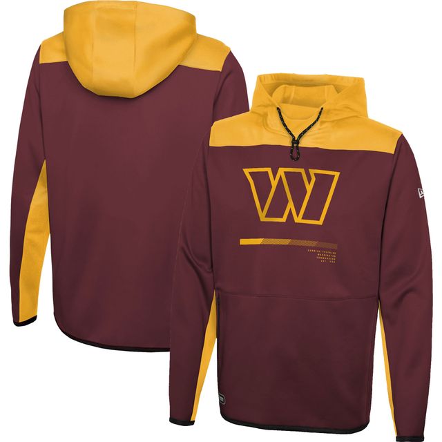 Sweat à capuche bourgogne Washington Commanders Combine Authentic Hard Hitter New Era pour homme