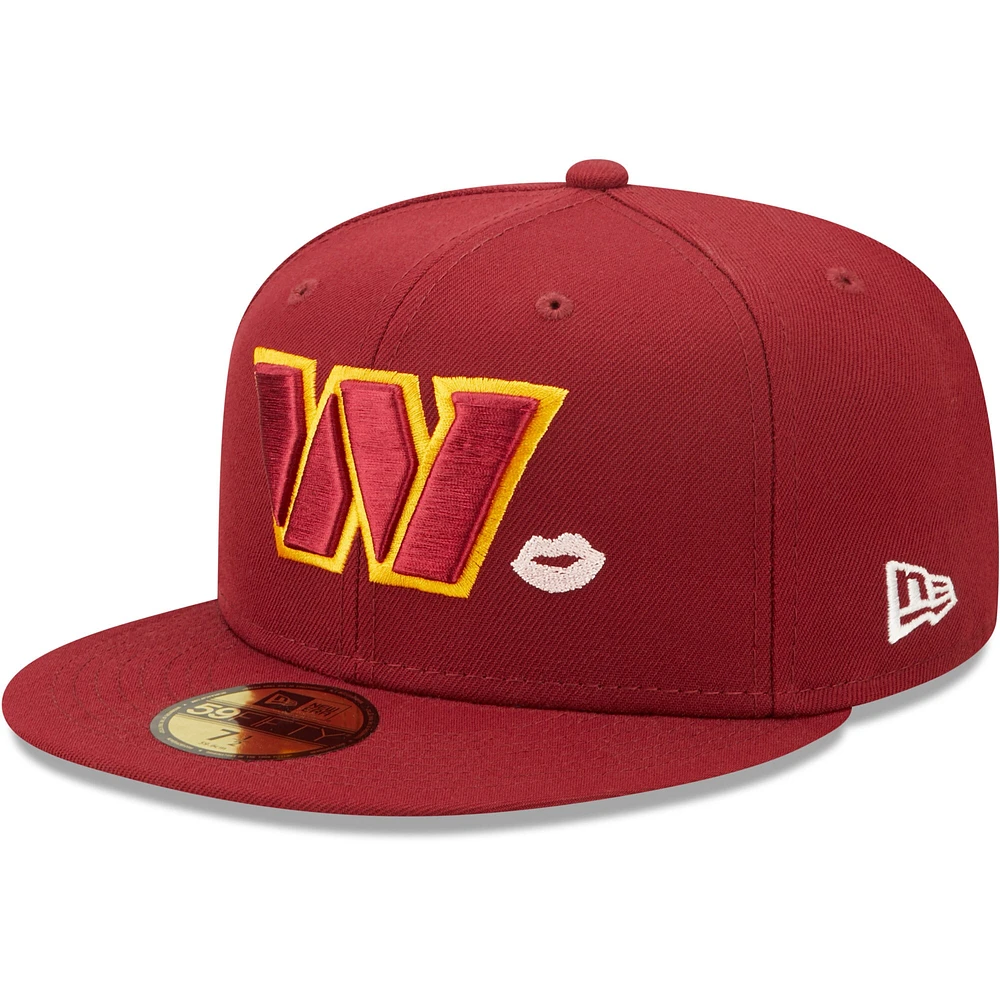 Men's New Era Burgundy Washington Commanders Lips 59FIFTY Fitted Hat