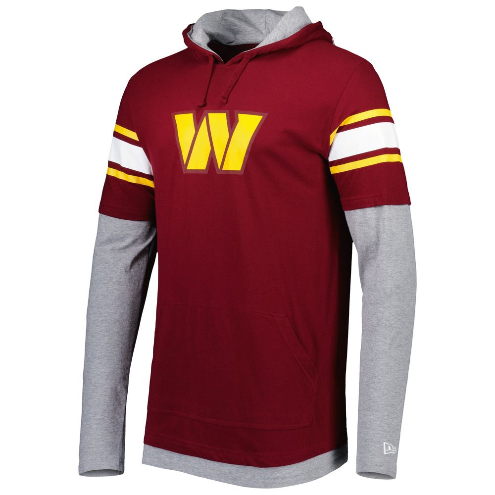 Men's New Era Burgundy Washington Commanders Long Sleeve Hoodie T-Shirt