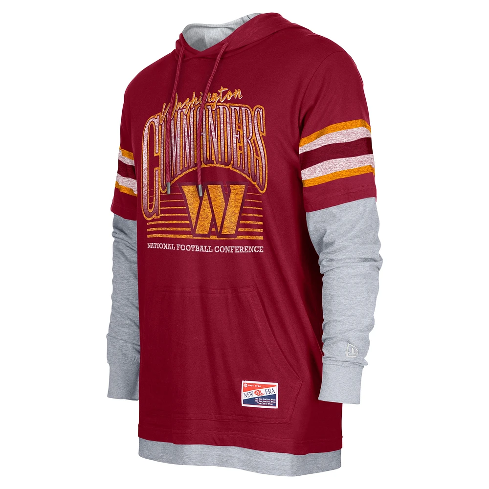 T-shirt à capuche manches longues et pour homme New Era Washington Commanders Twofer Bordeaux