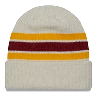 Bonnet en tricot à revers crème Washington Commanders Team Stripe New Era pour hommes