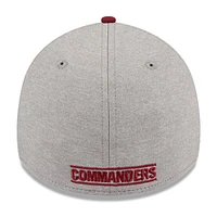 Casquette flexible 39THIRTY rayée Washington Commanders New Era pour hommes, gris chiné/bourgogne