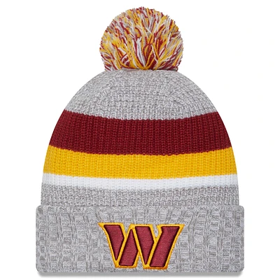 Men's New Era Heather Gray Washington Commanders Cuffed Knit Hat with Pom