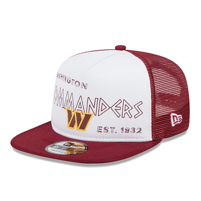 Men's New Era White/Burgundy Washington Commanders Banger 9FIFTY Trucker Snapback Hat