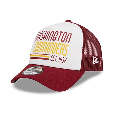 Casquette ajustable 9FORTY Washington Commanders Stacked A-Frame Trucker New Era pour hommes, blanc/bordeaux