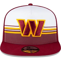 Men's New Era White/Burgundy Washington Commanders Striped A-Frame 9FIFTY Trucker Snapback Hat