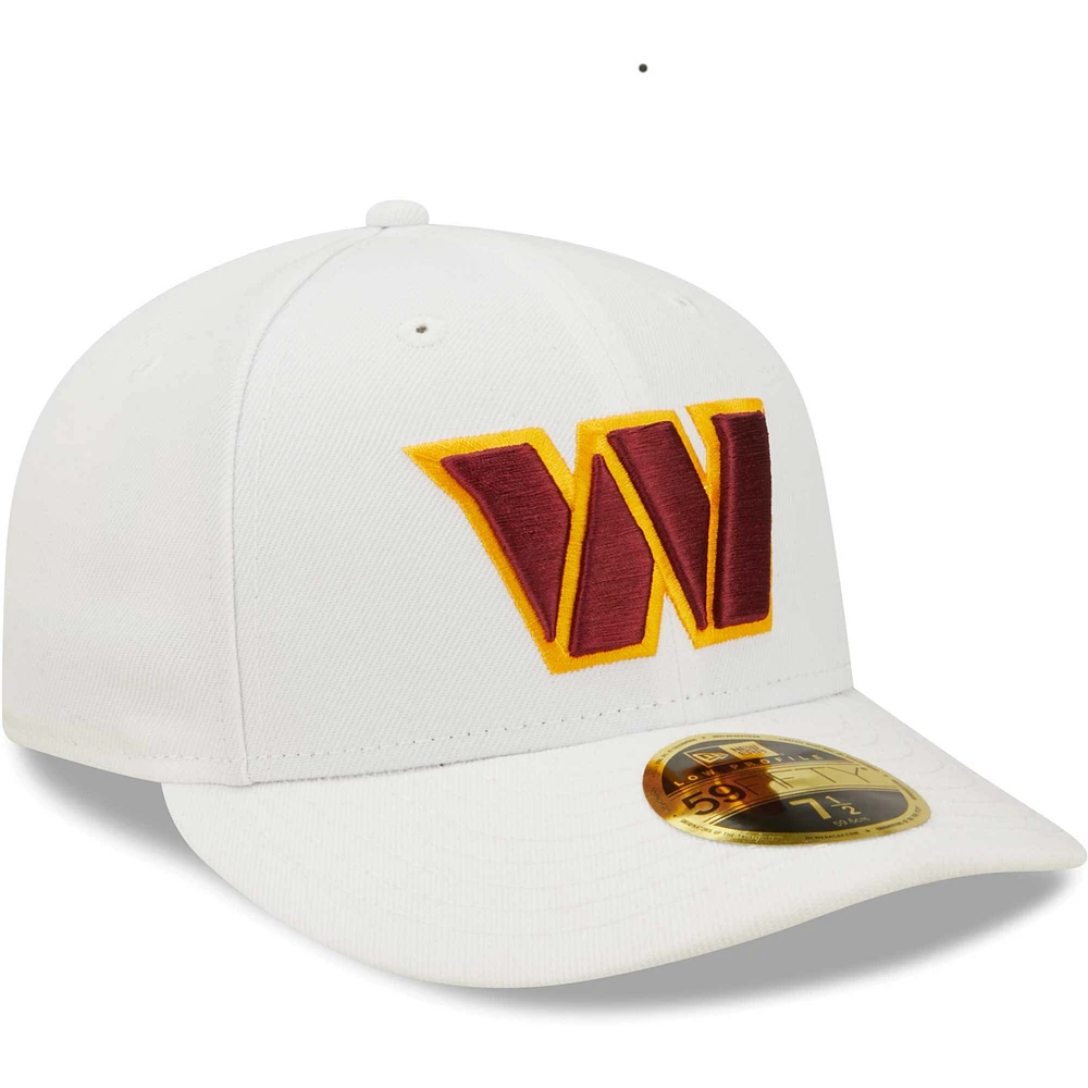 Men's New Era White Washington Commanders Omaha Low Profile 59FIFTY Fitted Hat