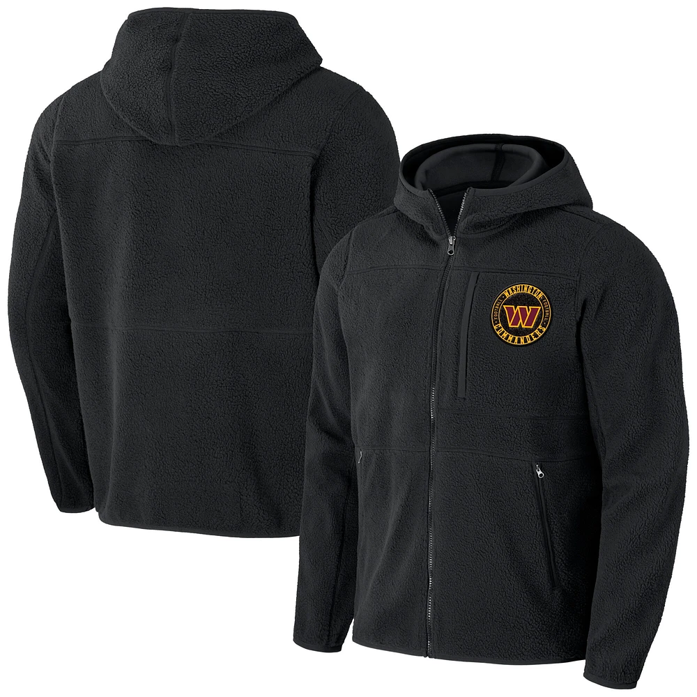 Sweat à capuche zippé en sherpa noir Washington Commanders pour homme de la collection NFL x Darius Rucker par Fanatics