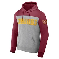 Men's NFL x Darius Rucker Collection by Fanatics Heather Gray Washington Commanders Color Blocked Pullover Hoodie