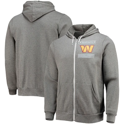 Collection NFL x Darius Rucker pour hommes par Fanatics Heathered Charcoal Washington Commanders Sweat à capuche entièrement zippé en polaire éponge