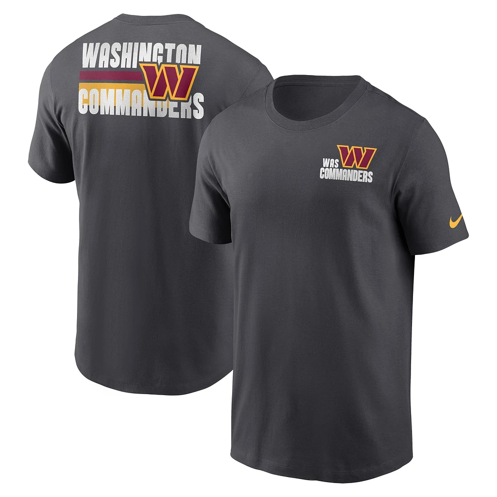 T-shirt essentiel Nike Washington Commanders Blitz pour homme, anthracite