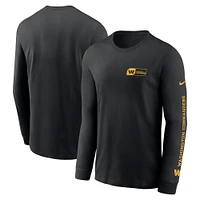 T-shirt à manches longues Nike Washington Commanders All Out pour homme, noir