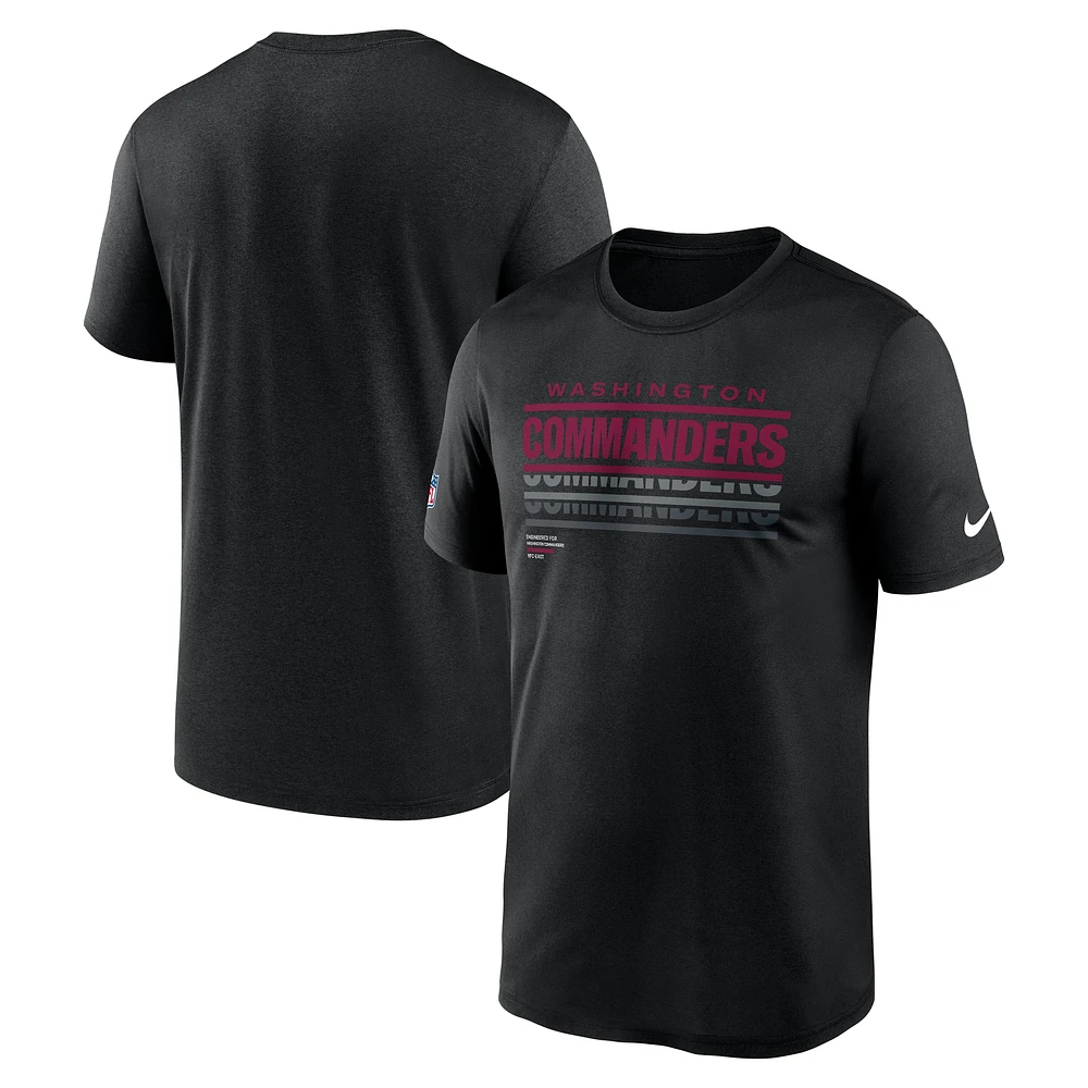 T-shirt Nike noir Washington Commanders Sideline Legend Performance pour homme
