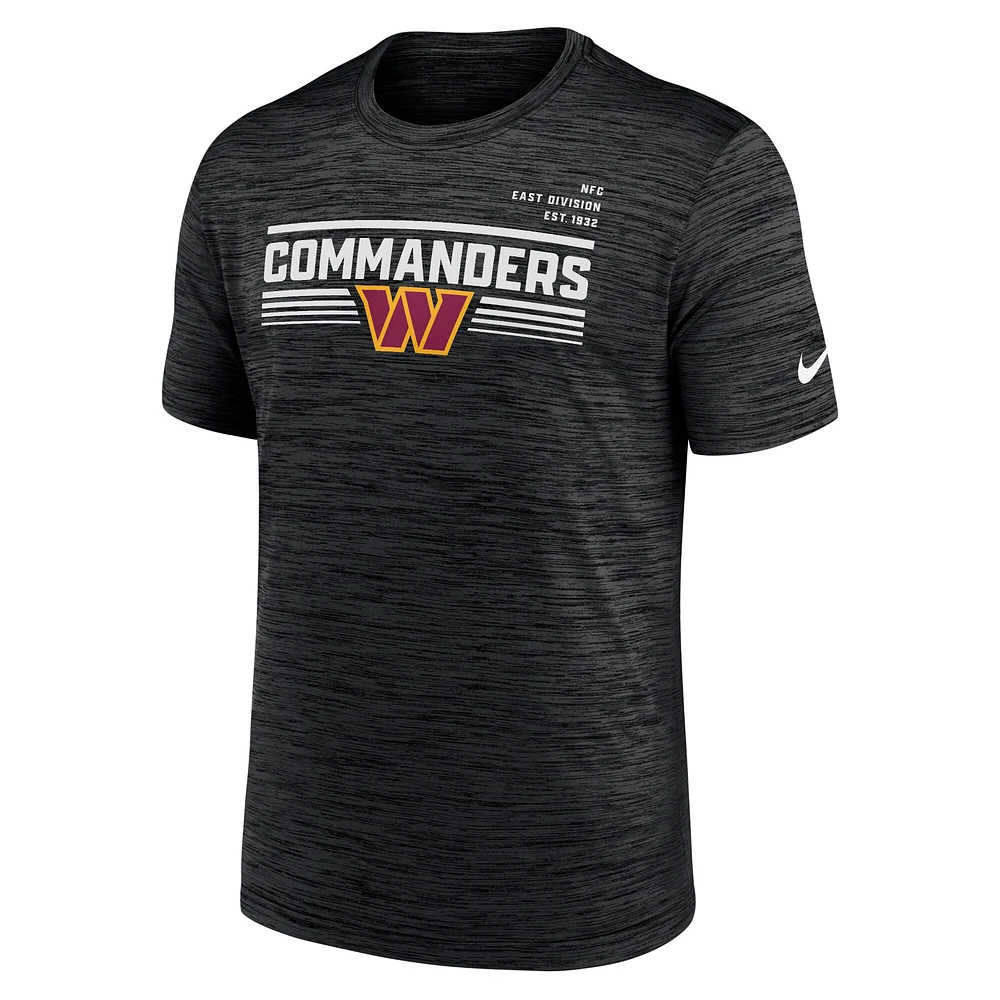 T-shirt de performance Nike Washington Commanders Yardline Velocity noir pour homme