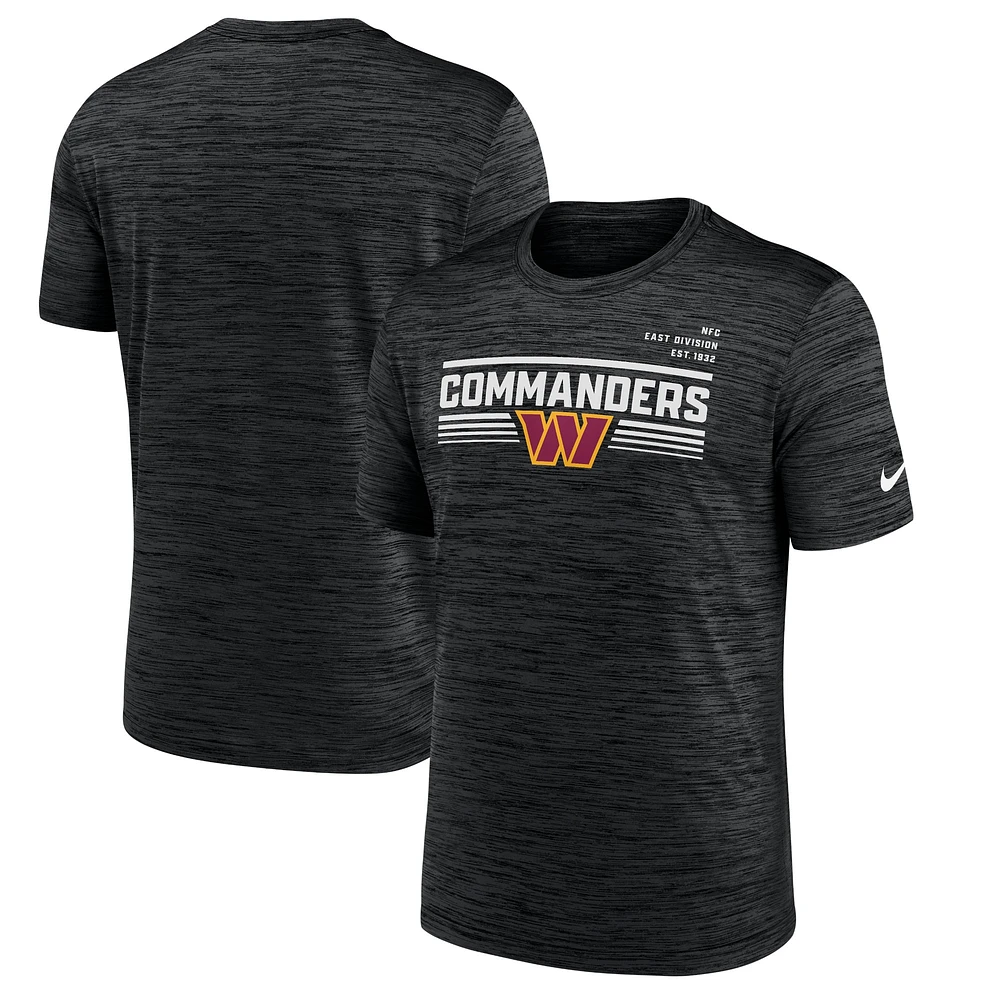 T-shirt de performance Nike Washington Commanders Yardline Velocity noir pour homme