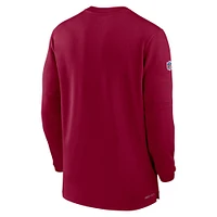 Haut Nike Bordeaux Washington Commanders 2023 Sideline Performance à manches longues et tri-mélange avec fermeture éclair quart pour homme